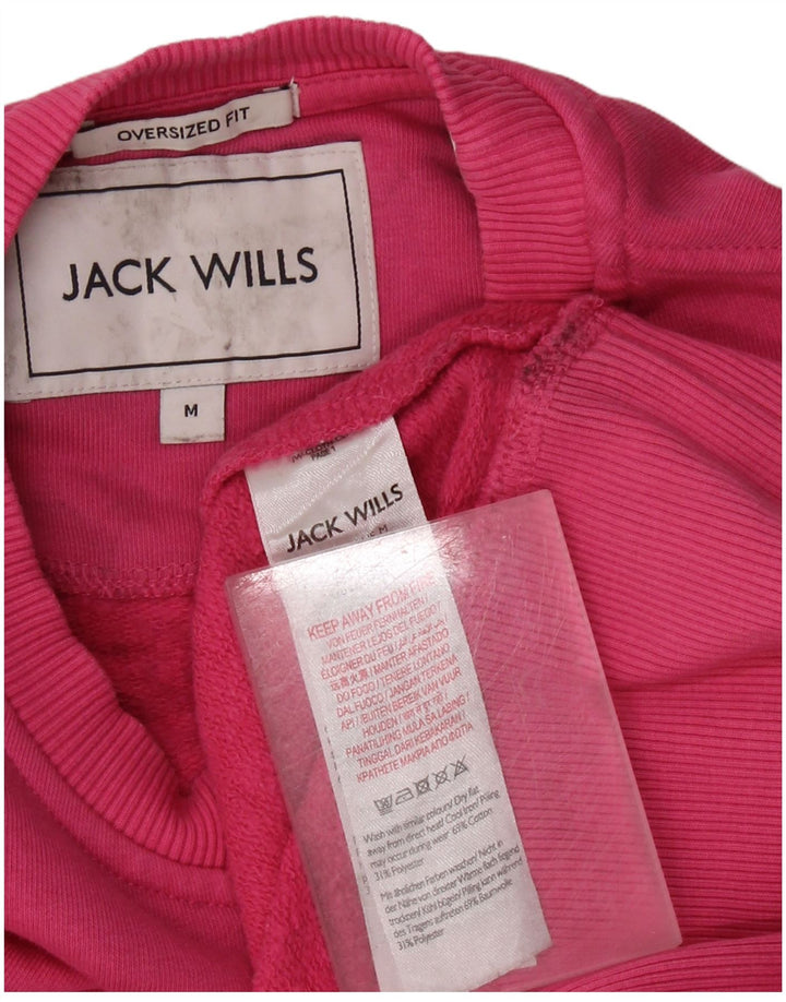 JACK WILLS Sweat-shirt surdimensionné pour femme UK 14 en coton rose moyen