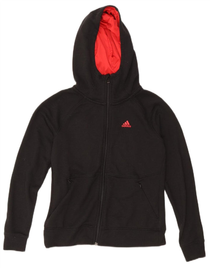 ADIDAS Pull à capuche zippé Climalite pour femme UK 4/6 XS Noir Polyester