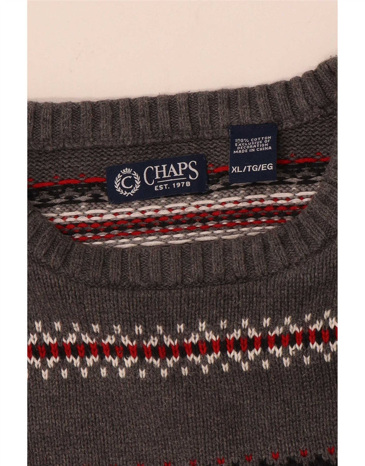 Chaps Pull col rond homme XL coton rayé gris