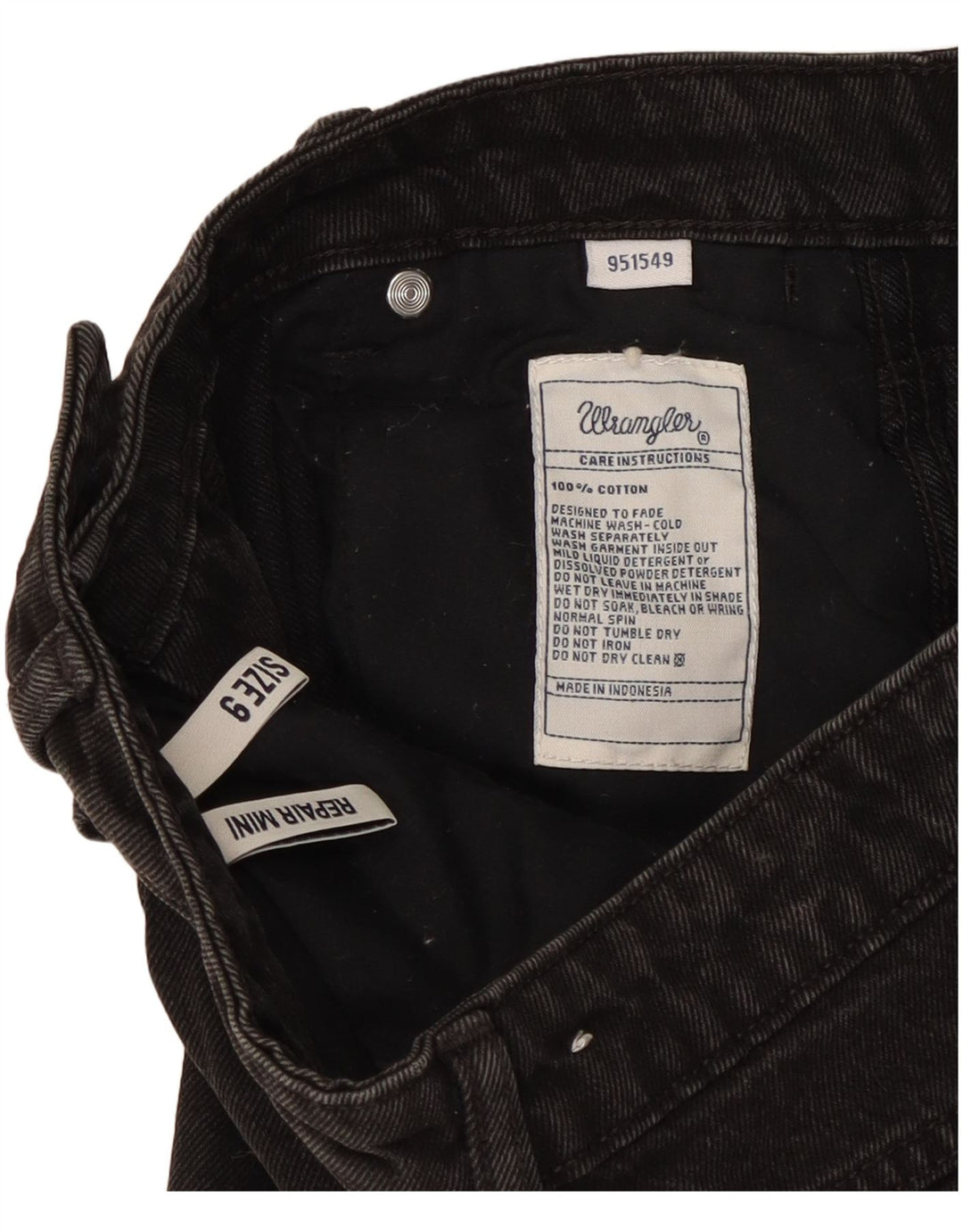 Wrangler Mini jupe en jean pour femme US 9 Medium W27 en coton noir