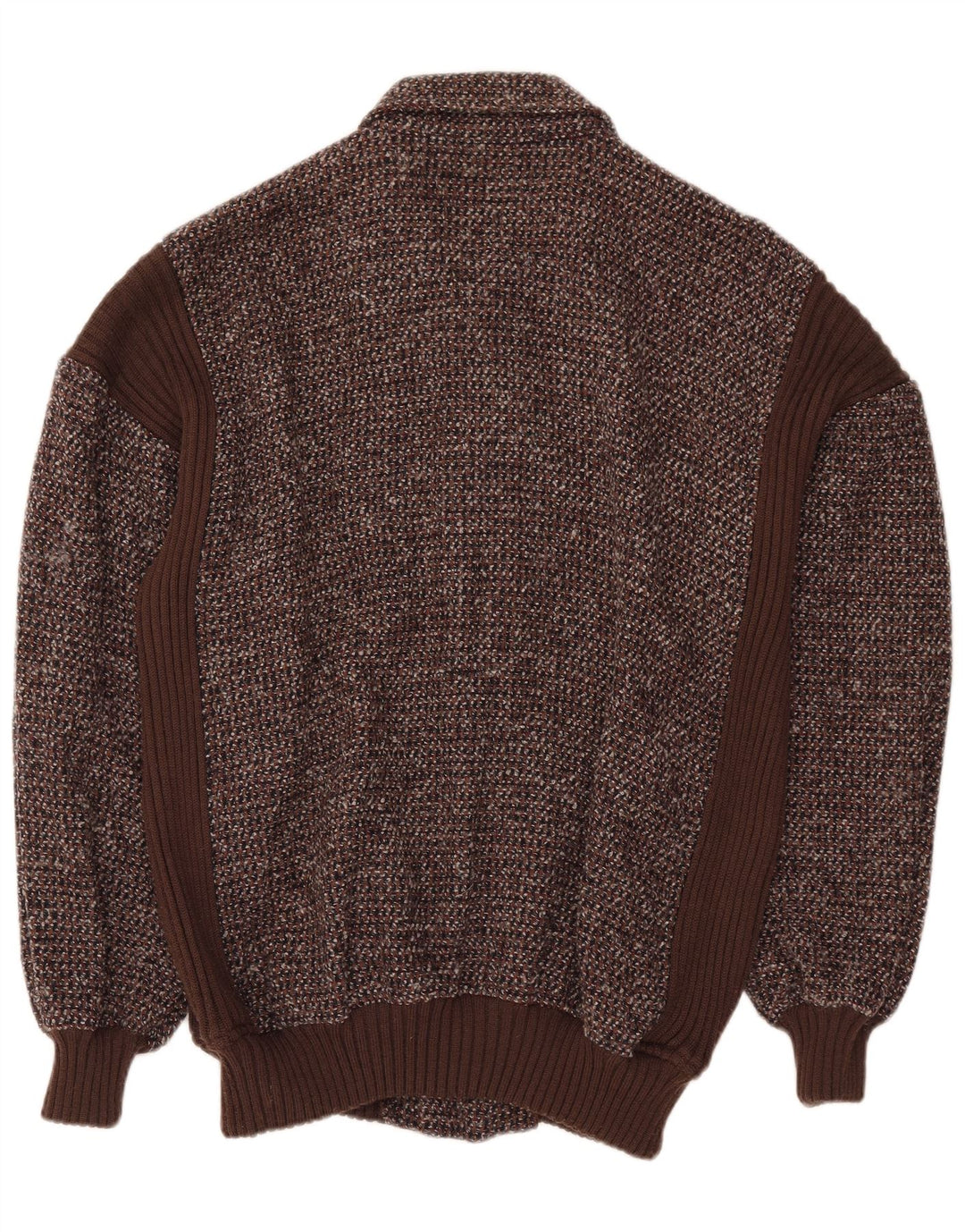 VINTAGE Pull Cardigan Homme IT 54 XL Marron Moucheté