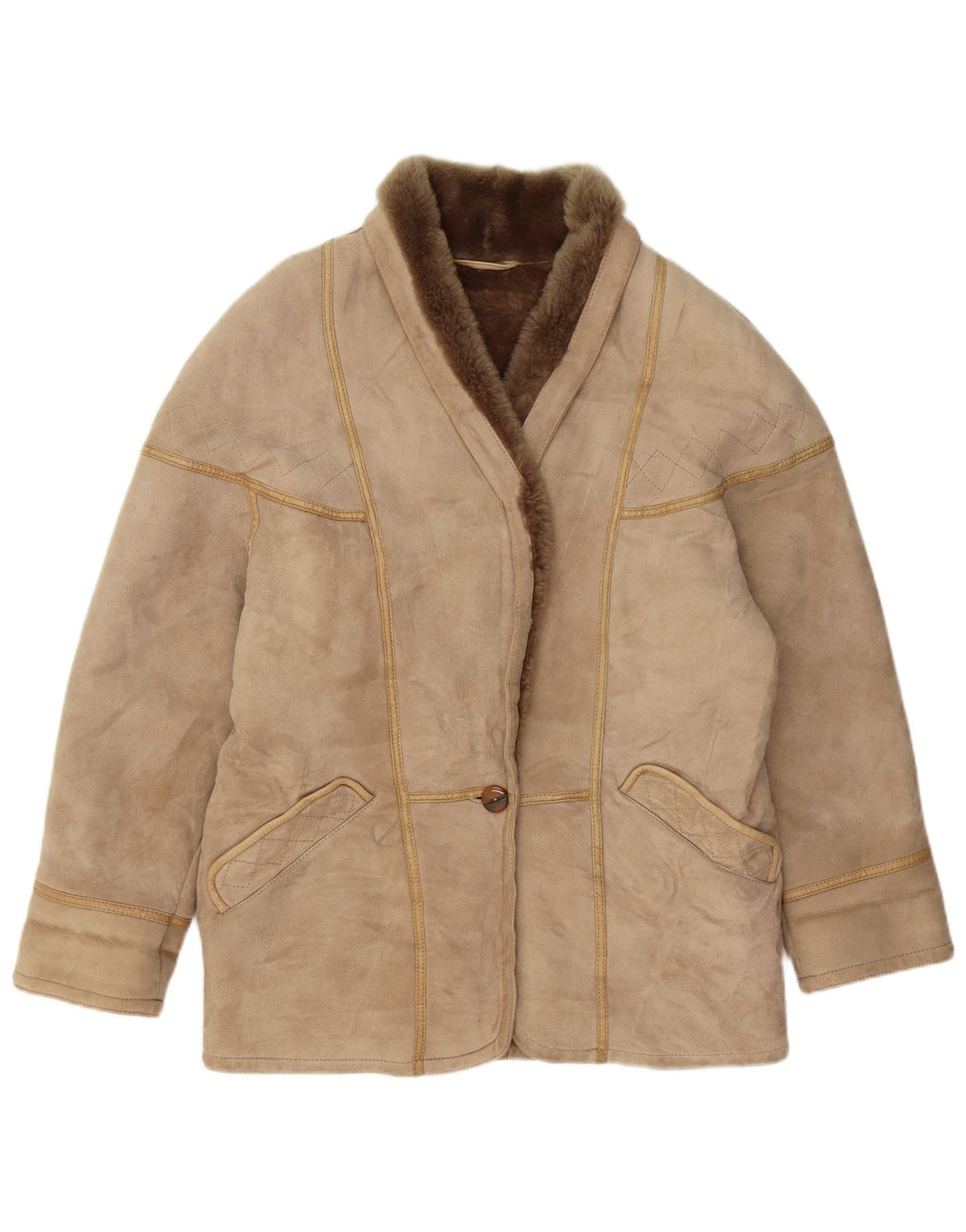 CONBIPEL Veste en peau de mouton pour femme UK 16 Large peau de mouton beige