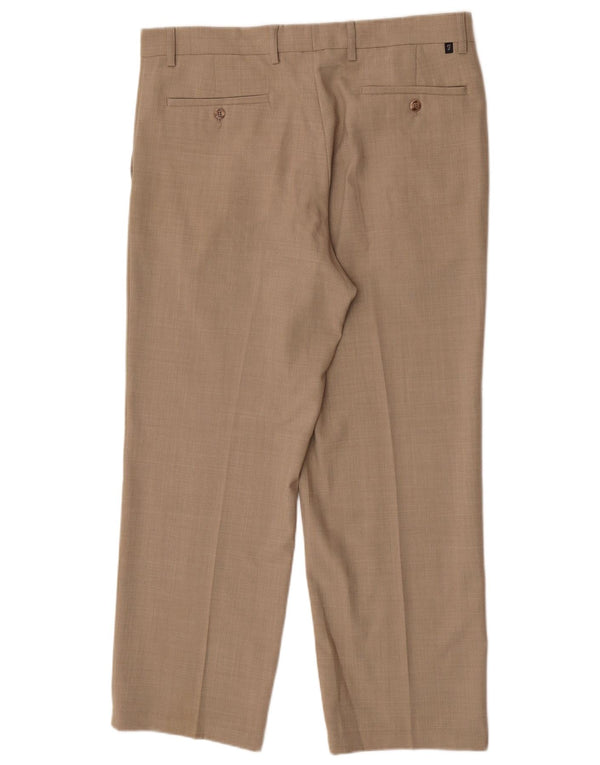 Farah Pantalon de Costume Droit Homme W36 L29 Beige Polyester