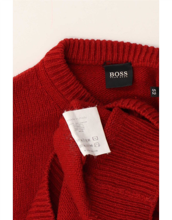 Hugo Boss Pull ras du cou pour homme EU 52 Grande laine rouge