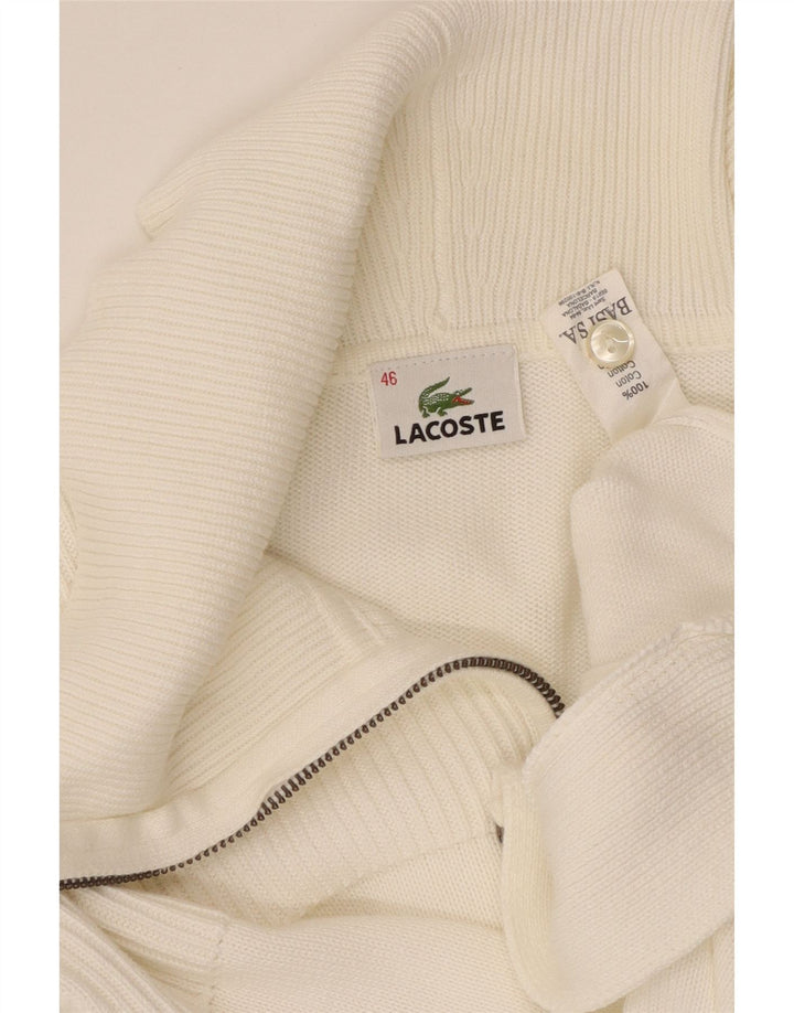 LACOSTE Femme Cardigan Pull Taille 46 XL Blanc Coton