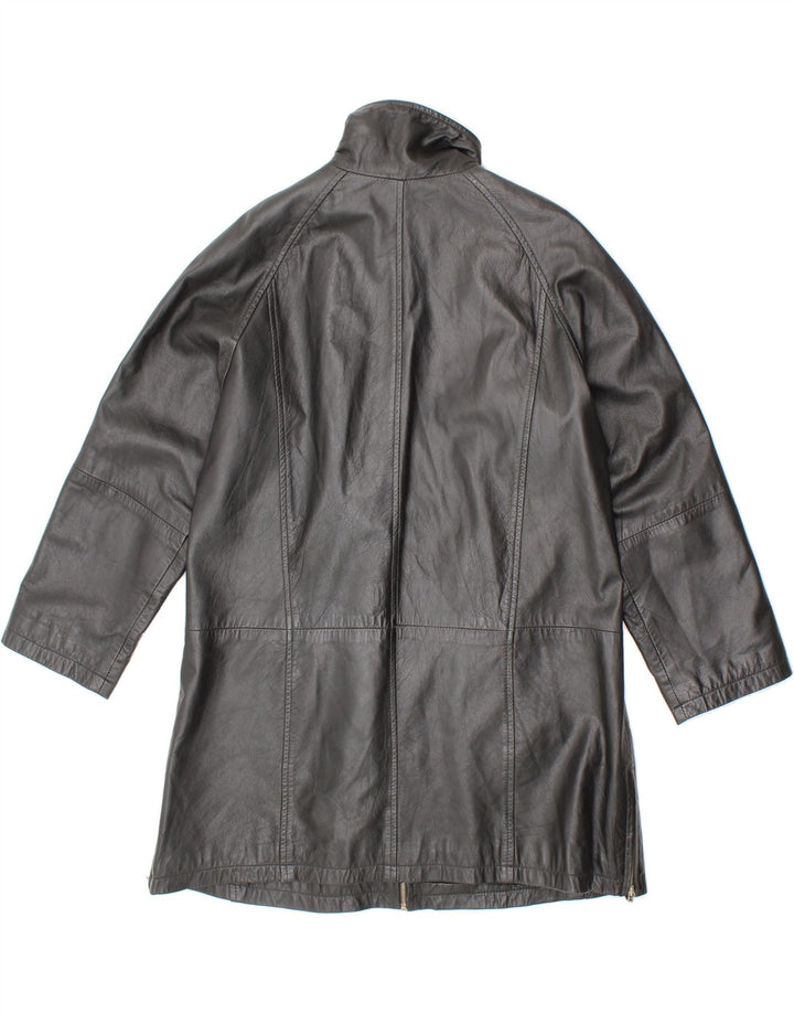 VINTAGE Womens Leather Coat EU 40 Medium Black Leather Vintage Vintage and Second-Hand Vintage from Messina Hembry 