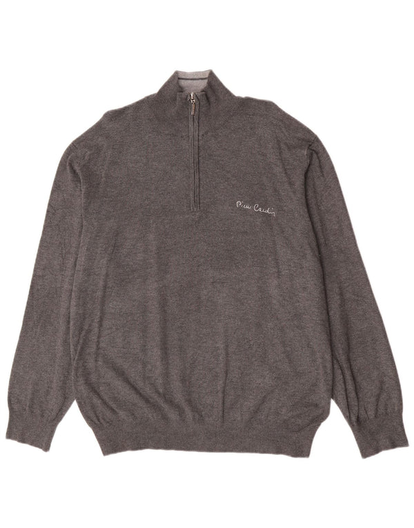 Pierre Cardin Pull col zippé pour homme 2XL Gris Viscose Classique