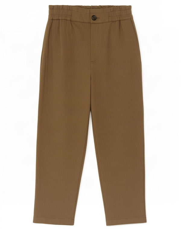 Zara Pantalon court taille haute pour femme Large W30 L25 Kaki Viscose