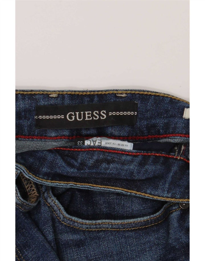 Guess Jean droit slim vieilli pour homme W33 L32 Bleu