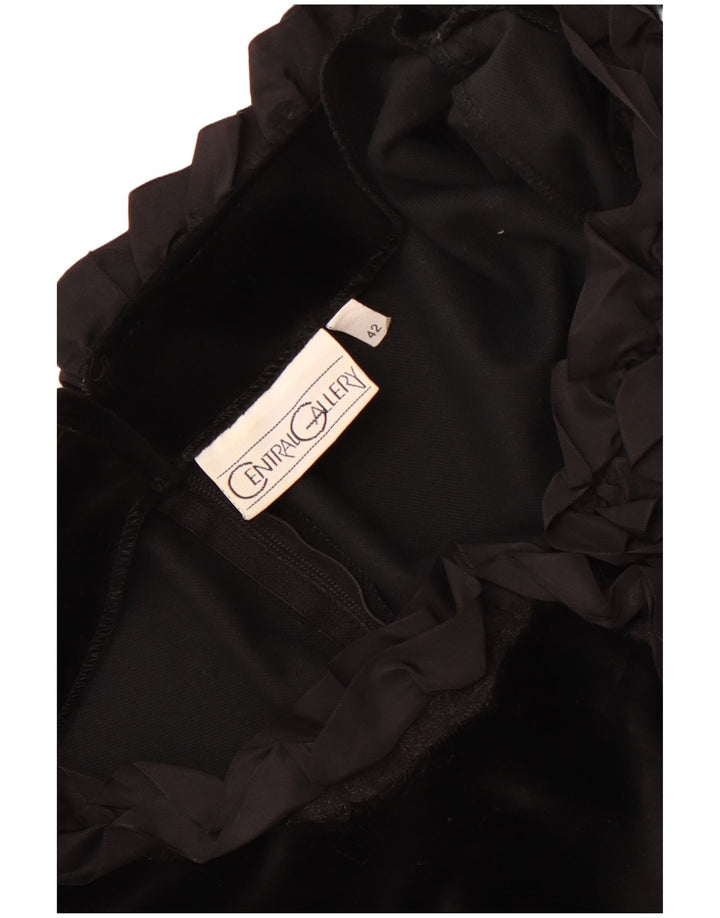 vintage Femmes Volants Avant Maxi Robe IT 42 Moyen Noir