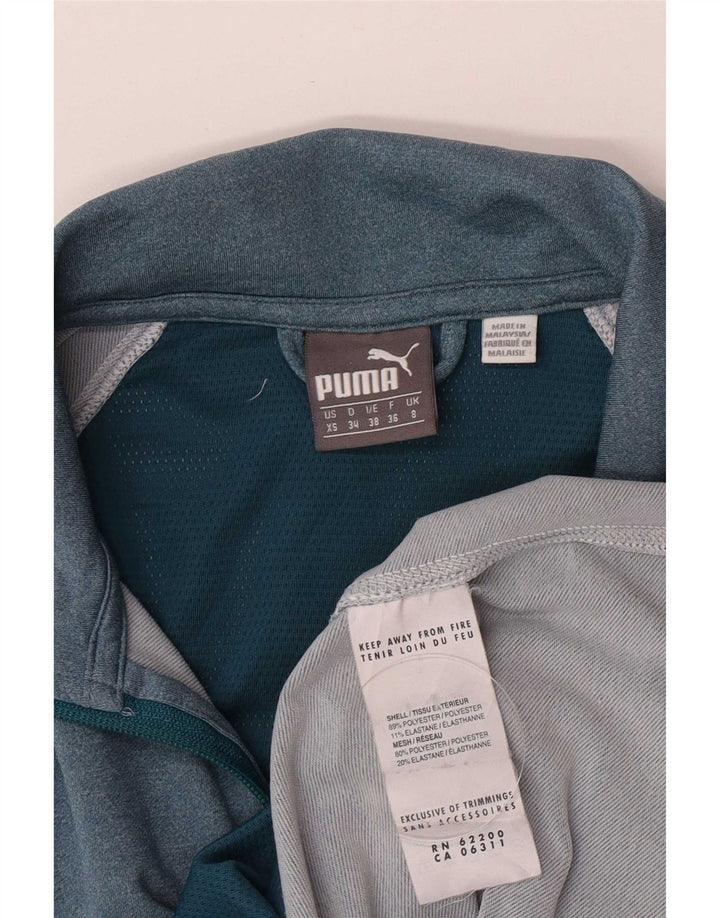 Puma Veste de survêtement pour femme UK 8 Small Bleu Colorblock Polyester