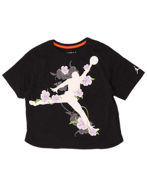 Jordan T-shirt graphique pour fille 13-14 ans XL Noir Floral Coton