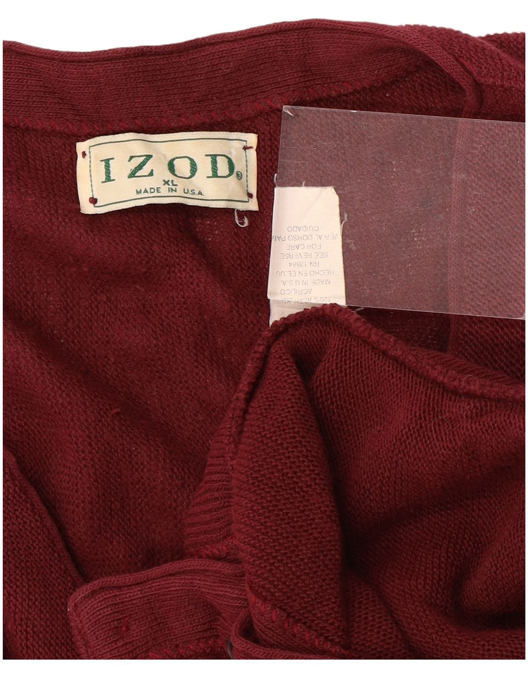 Izod Cardigan Homme Pull XL Bordeaux Acrylique