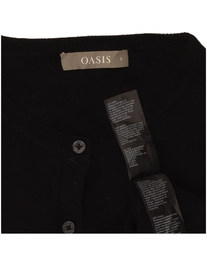 Oasis Cardigan Femme Pull UK 8 Petit Noir Coton