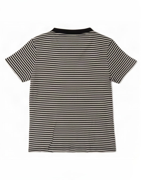 Levi's T-Shirt Femme UK 14 Medium Noir Rayure Fine