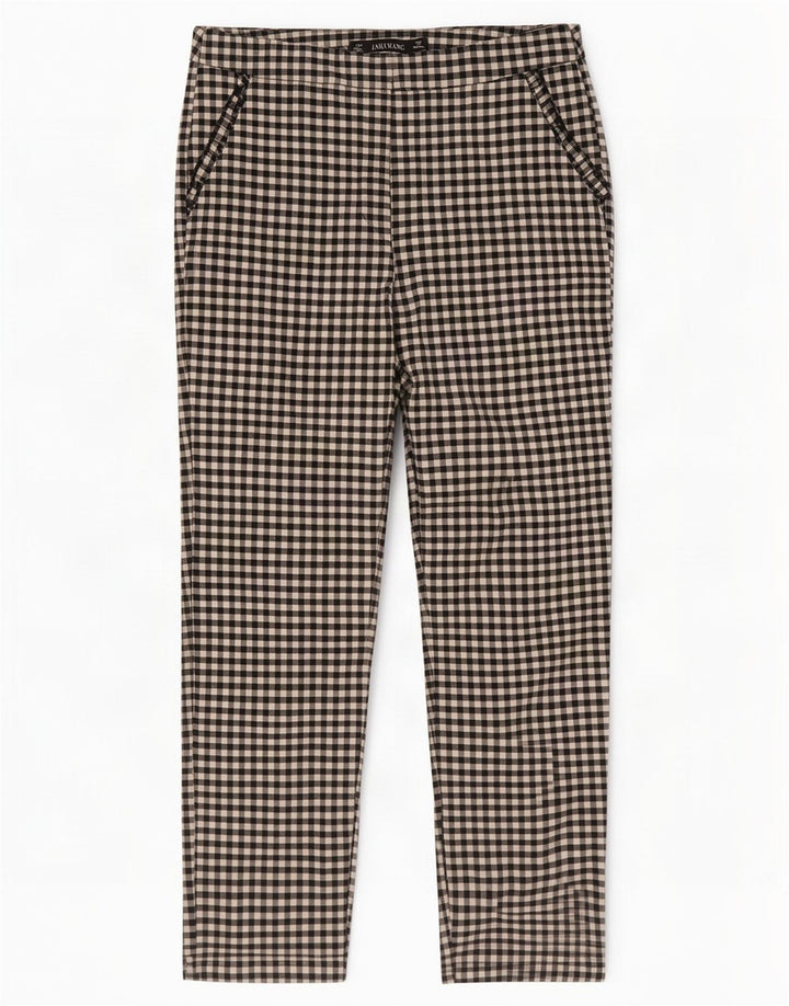 Zara Pantalon court slim pour femme Medium W28 L26 Coton vichy noir