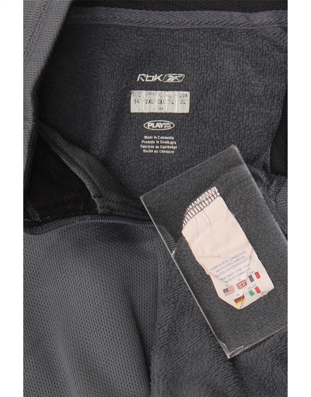 Reebok Sweat-shirt à col zippé pour homme 2XL Gris Colorblock Polyester