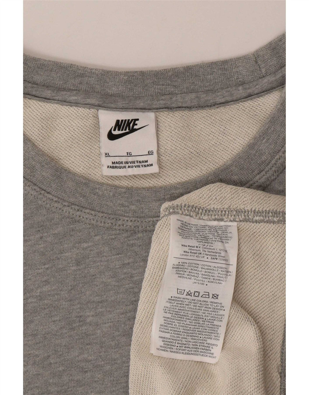 Nike Homme Sweatshirt Jumper XL Gris Moucheté Coton