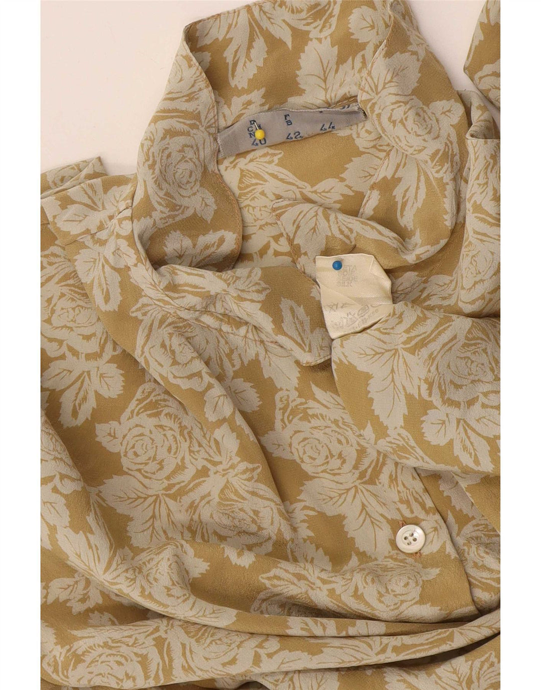 i Blues Chemisier Femme IT 44 Soie Florale Jaune Moyen