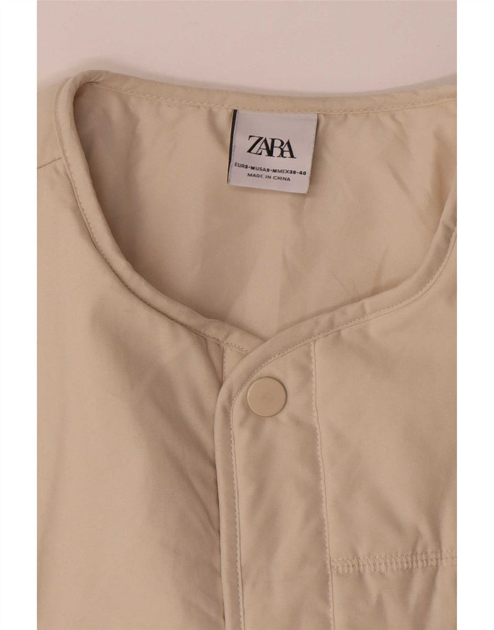 Zara Veste polaire surdimensionnée pour femme UK 10 Petit polyester beige