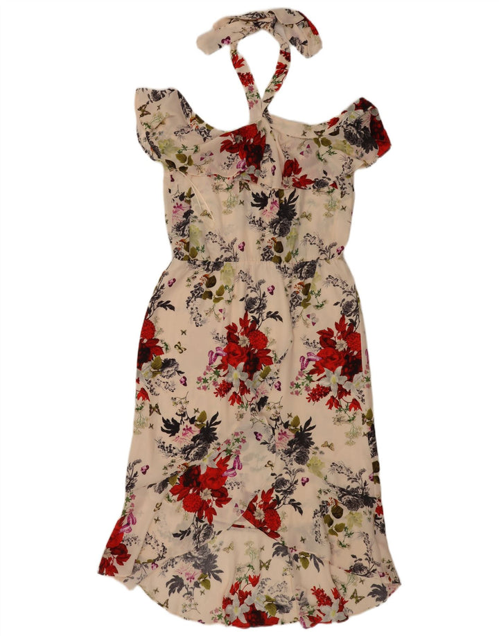 Oasis Robe Licou Femme UK 12 Moyen Blanc Cassé Floral Polyester