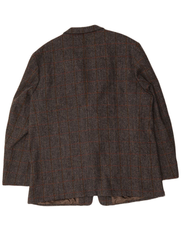 Walbusch Veste blazer à 2 boutons pour homme UK 44 2XL Gris à carreaux en laine