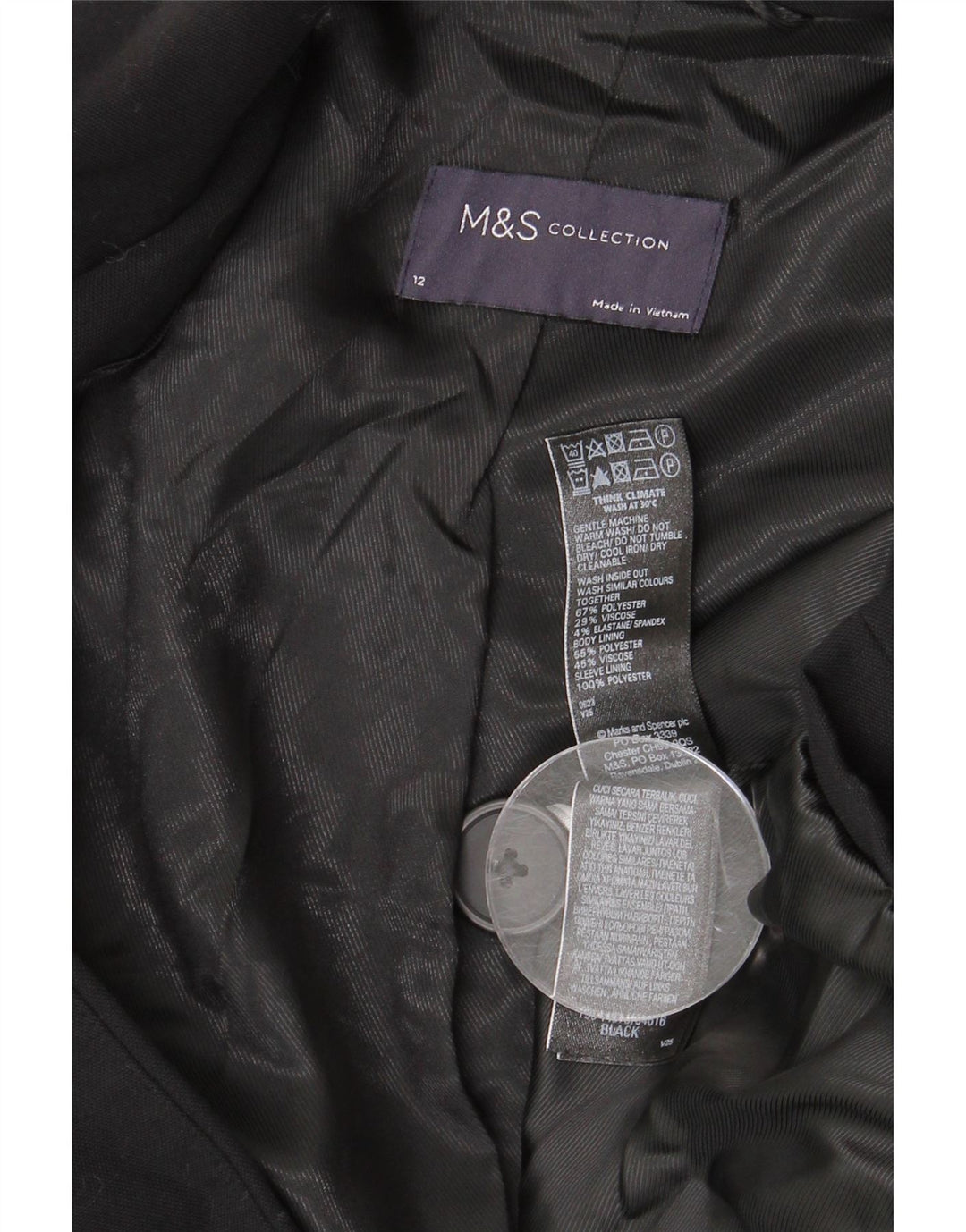 MARKS & SPENCER Veste blazer croisée pour femme UK 12 Noir moyen