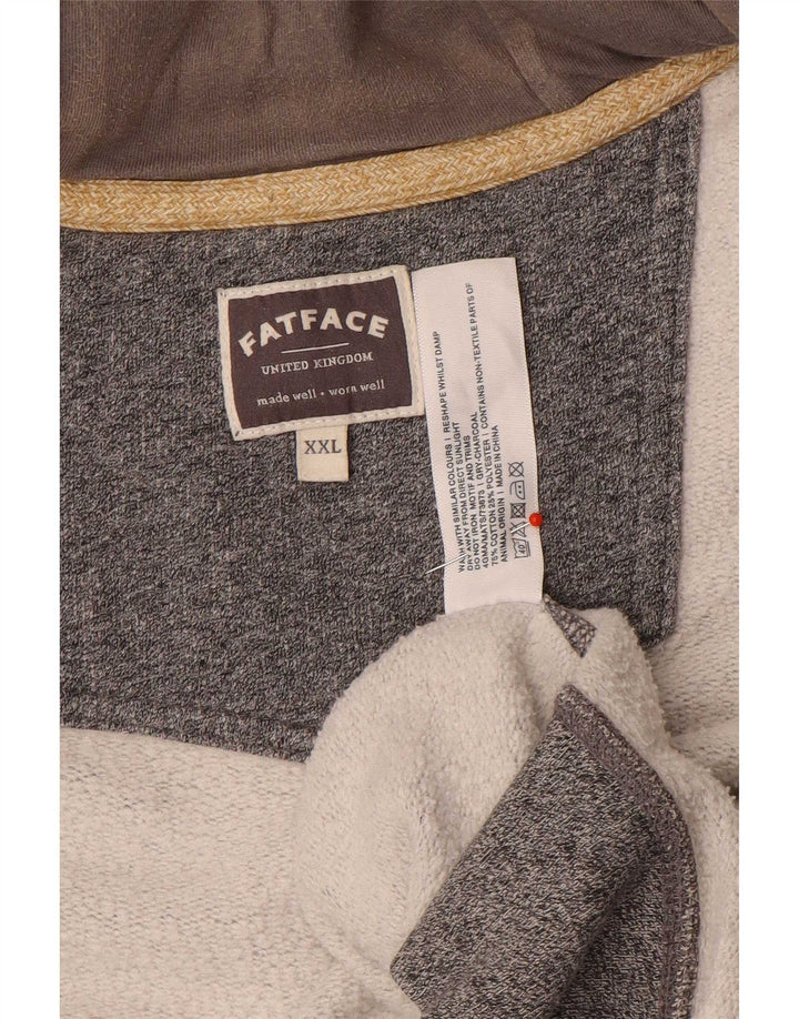 Fat Face Pull à capuche zippé pour homme 2XL Gris Coton