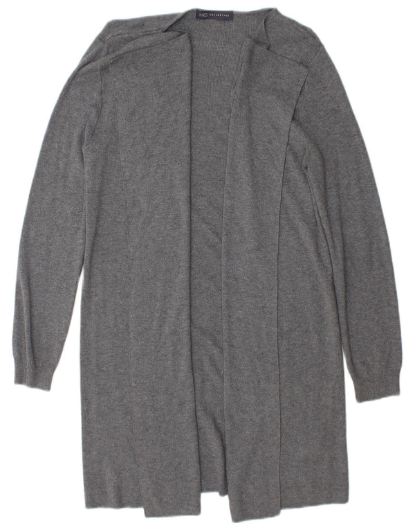 Marks & Spencer Womens Longline Open Cardigan Sweater UK 10 Small Grey