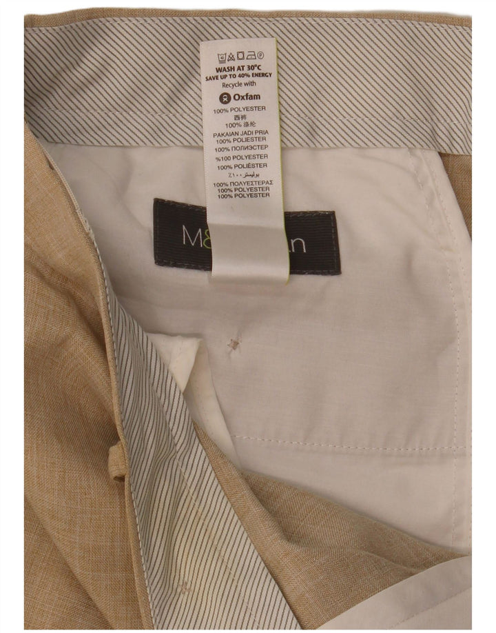 MARKS & SPENCER Pantalon de Costume Droit Homme W36 L31 Beige Polyester