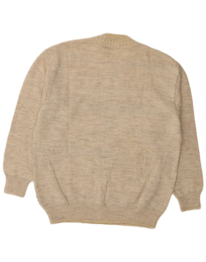MALAGRIDA Pull à col rond pour homme Large Beige Fair Isle