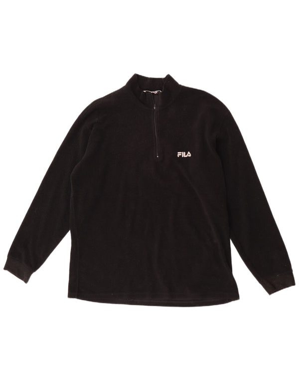 Fila Pull polaire à col zippé pour homme IT 52/54 Large Noir