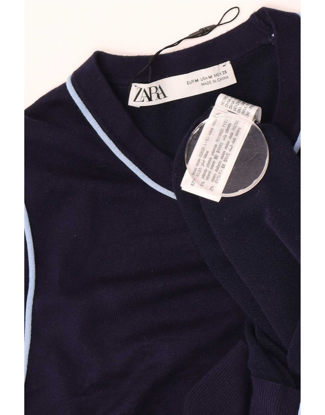 Zara Femme Débardeur UK 12 Medium Bleu Marine Viscose