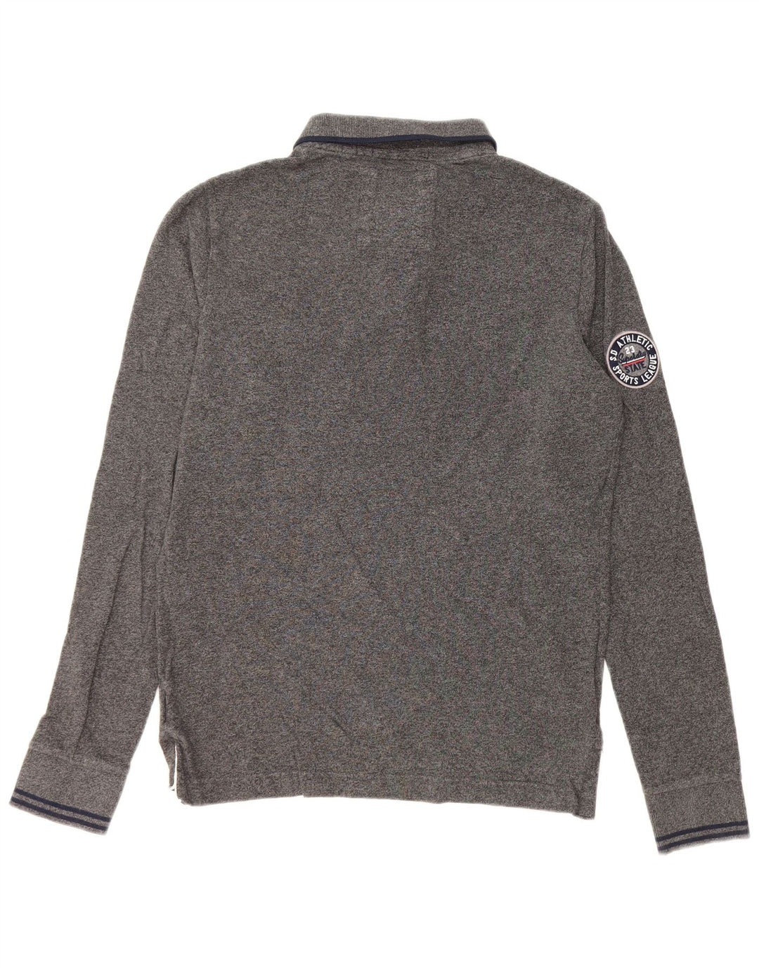 Superdry Polo Classique Graphique à Manches Longues Homme Gris Moyen Coton