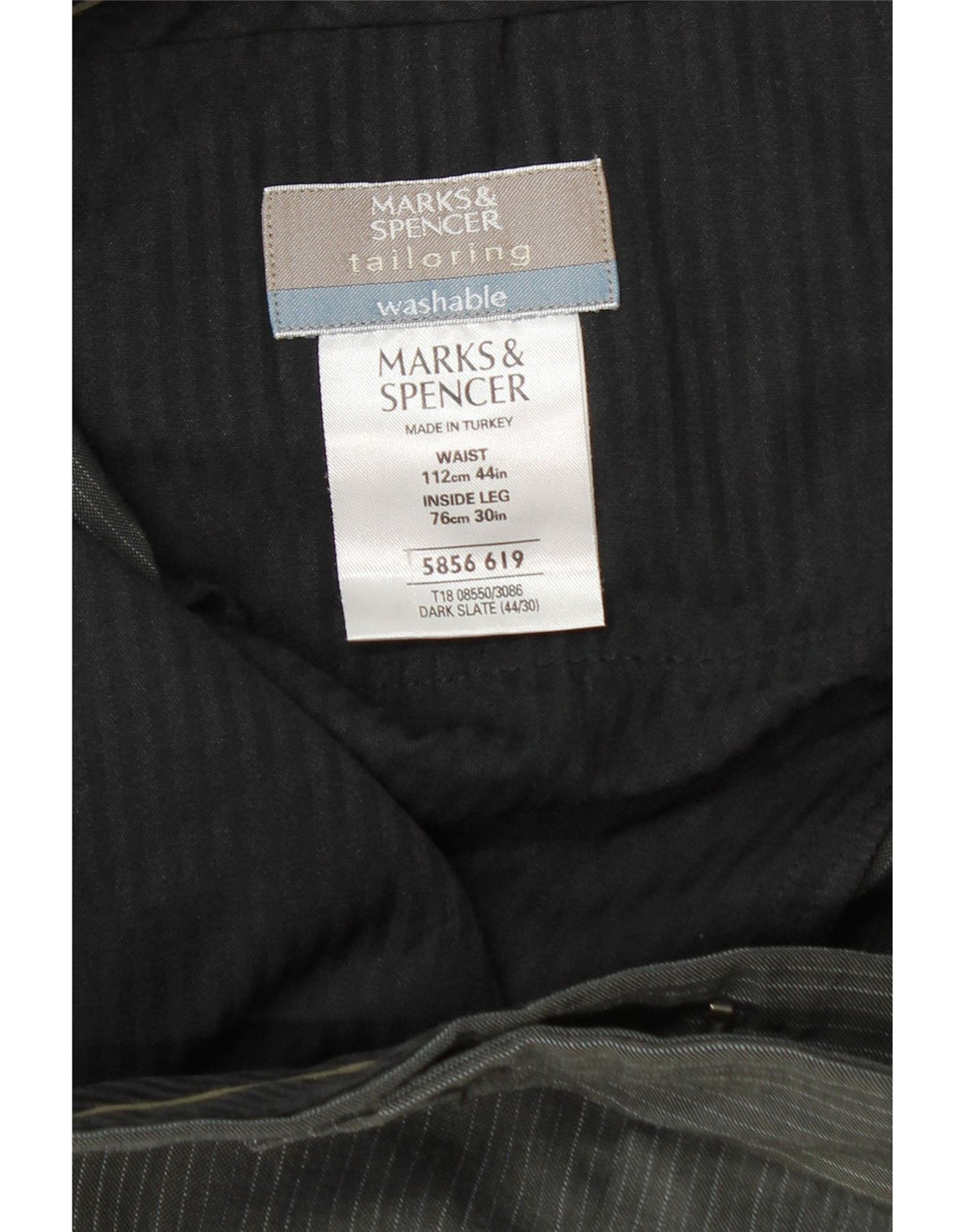 Marks & Spencer Pantalon de Costume Droit Homme W44 L30 Gris Polyester