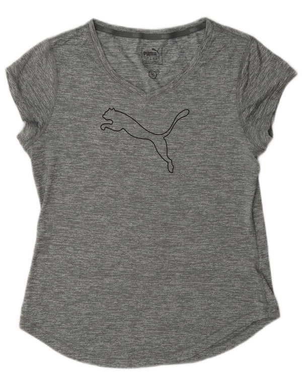 Puma T-shirt graphique pour femme UK 14 Large Gris moucheté