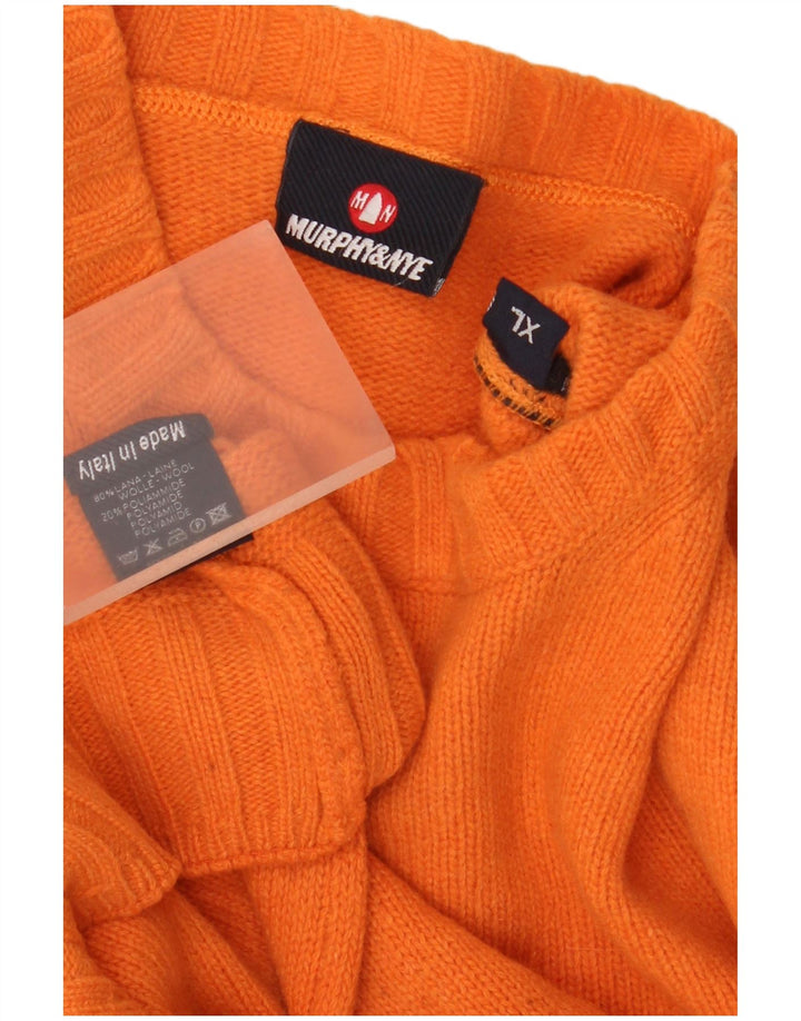 Murphy & Nye Pull à col rond pour homme XL en laine orange