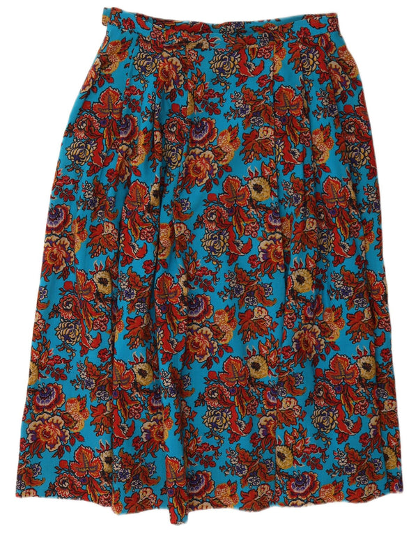 Country Casuals Jupe plissée taille haute pour femme UK 16 Large W32 Bleu Floral