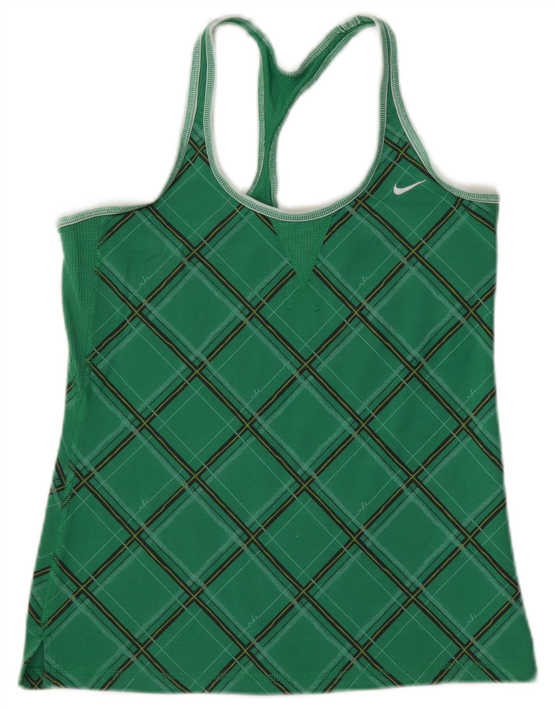 NIKE Débardeur Femme UK 12/14 Vert Moyen Argyle/Diamant Coton