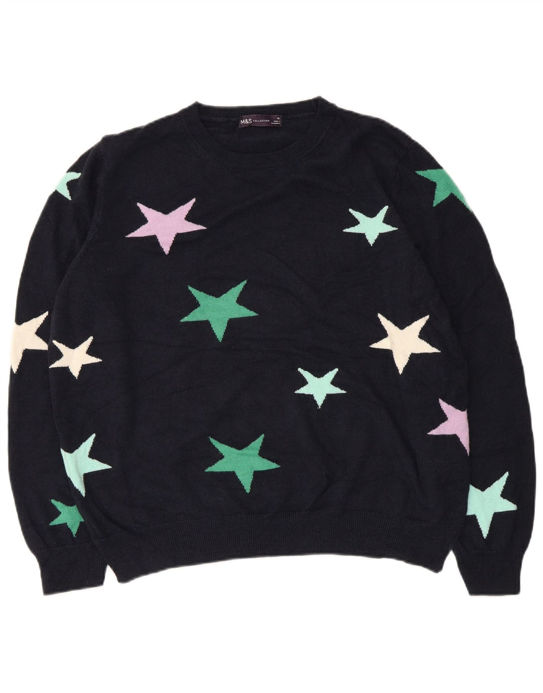 MARKS & SPENCER Pull col bateau pour femme UK 18 XL Bleu marine