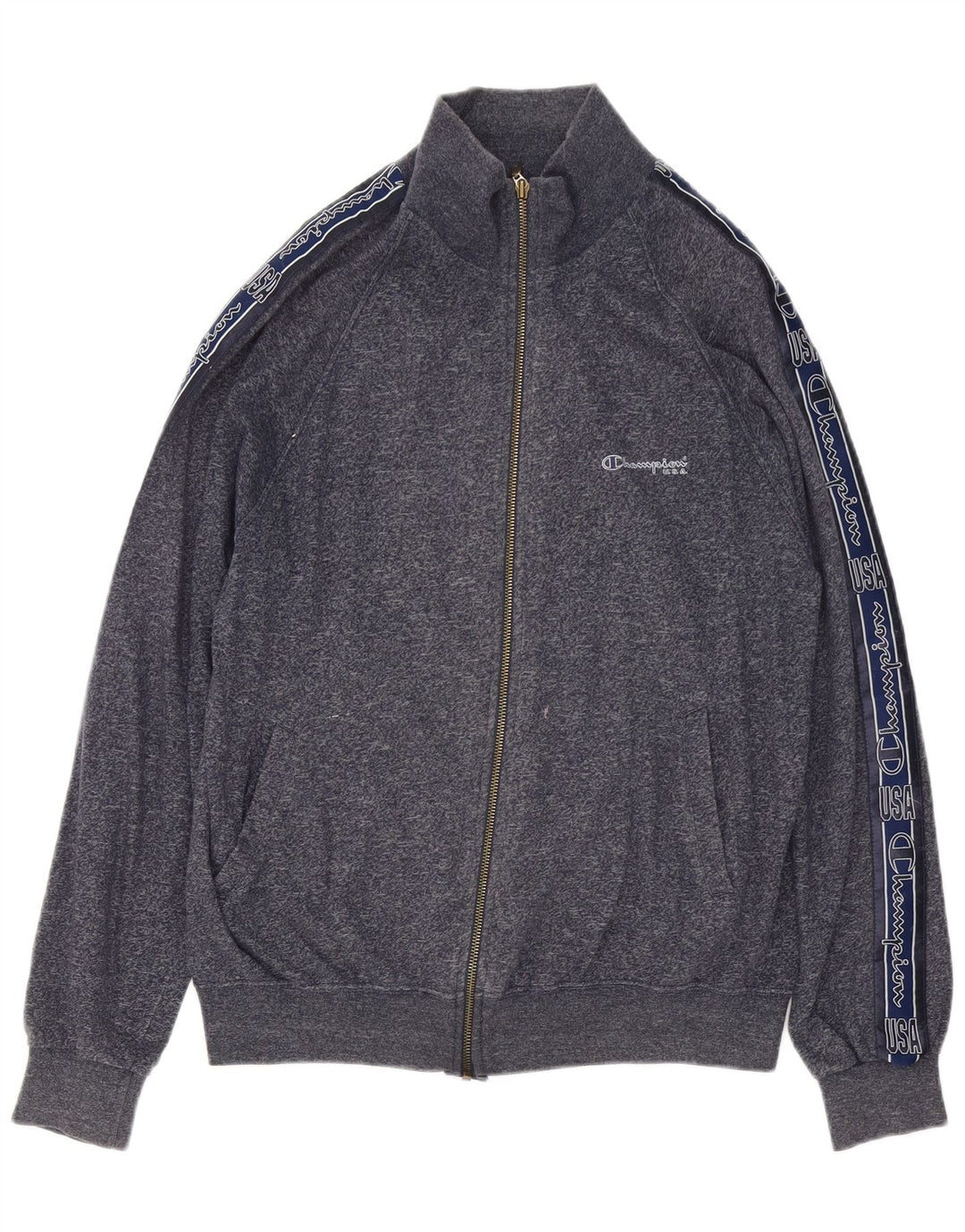 Champion Veste de survêtement graphique pour homme en coton moucheté bleu marine Taille L