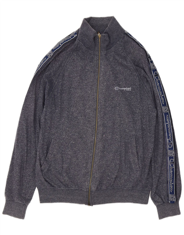 Champion Veste de survêtement graphique pour homme en coton moucheté bleu marine Taille L