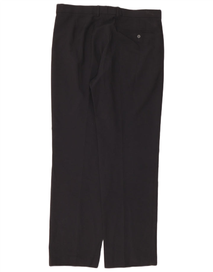 Marks & Spencer Pantalon de Costume Droit Homme W36 L33 Bleu Marine Polyester