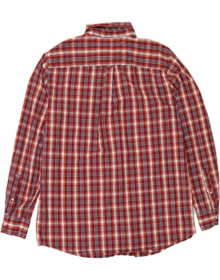 CHAPS Mens Easy Care Shirt Large Burgundy Check Cotton Vintage Chaps and Second-Hand Chaps from Messina Hembry 