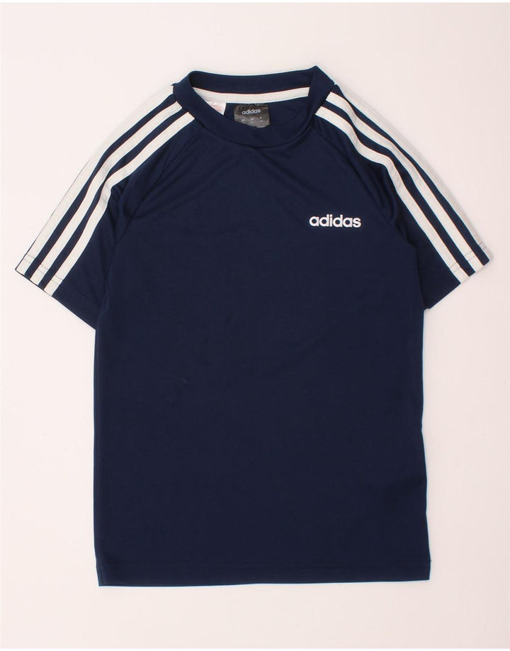ADIDAS Garçon Climalite T-Shirt Top 7-8 ans Bleu Marine Polyester