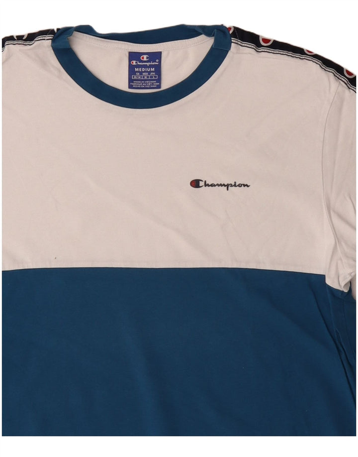 Champion T-Shirt Graphique Homme Bleu Moyen Colourblock Cotton