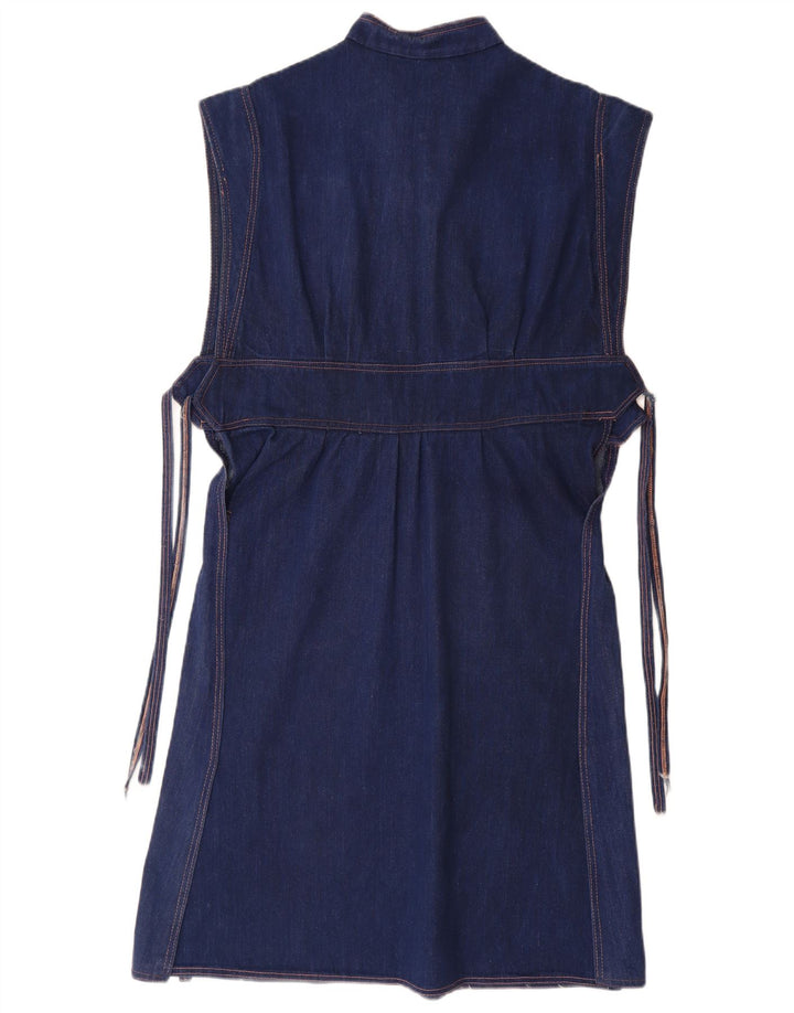 VINTAGE Robe en jean femme UK 14 Bleu moyen
