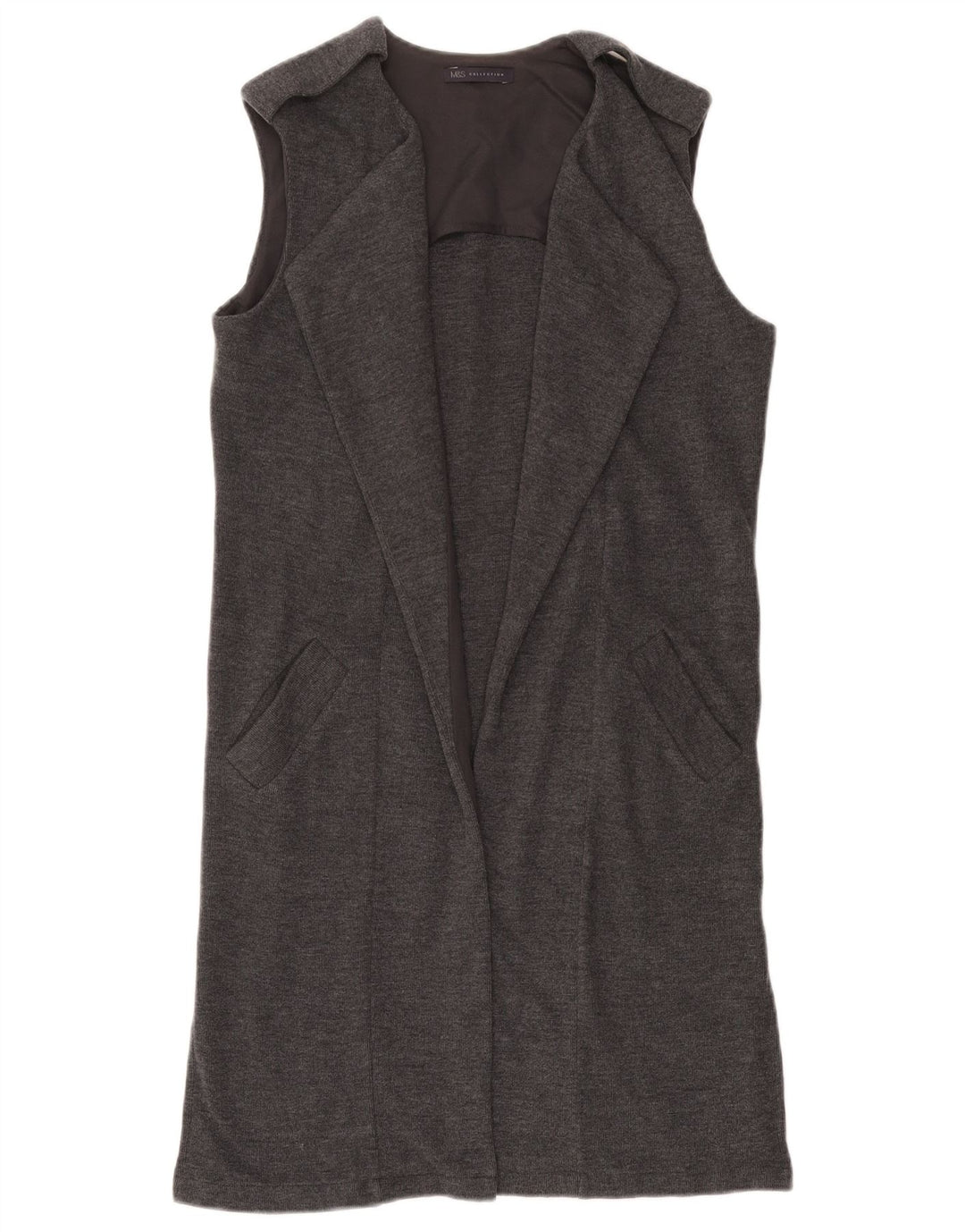 MARKS & SPENCER Pull cardigan sans manches pour femme UK 8 Petit Gris