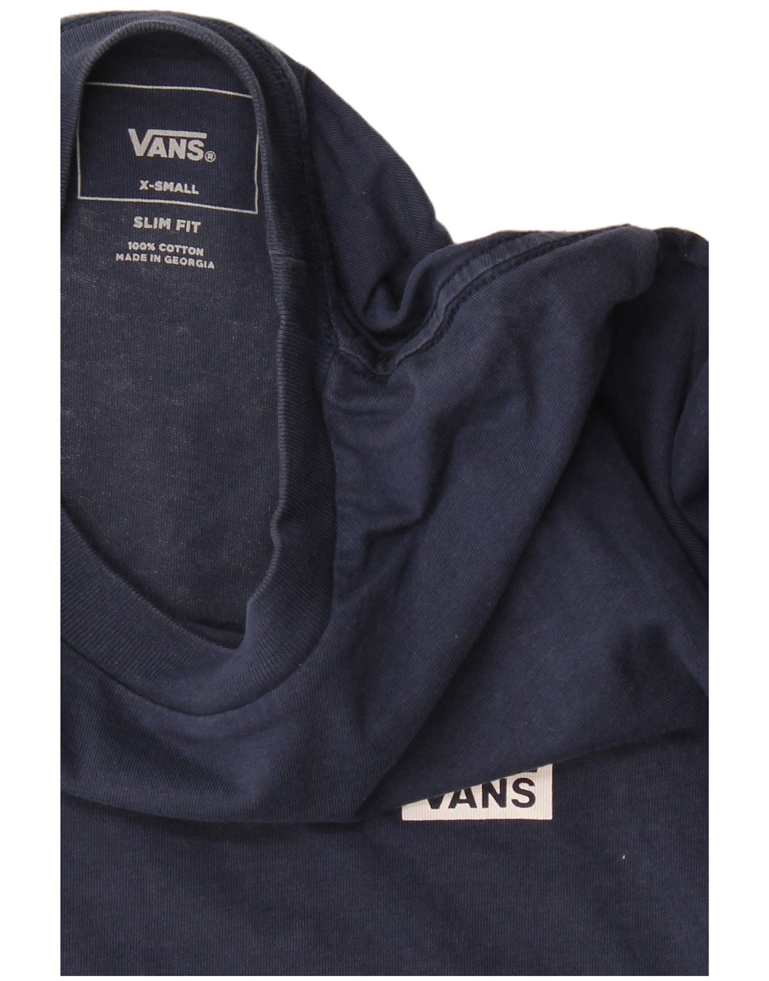 VANS Hommes Slim Fit Graphic T-Shirt Top XS Bleu Marine Coton