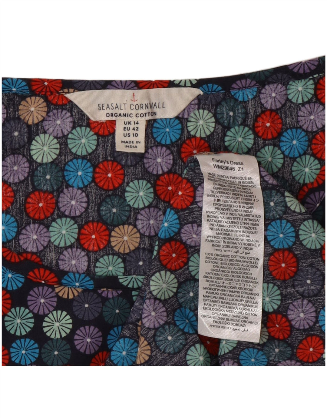Seasalt Cornwall Robe trapèze pour femme UK 14 Large Multicolore à pois